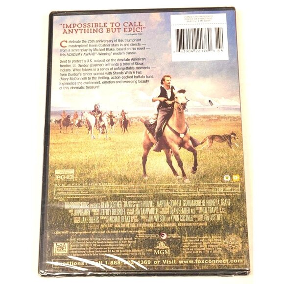 Kevin Costner "Dances With Wolves" DVD 1990 Academy Award Best Picture Sealed - Picture 2 of 2